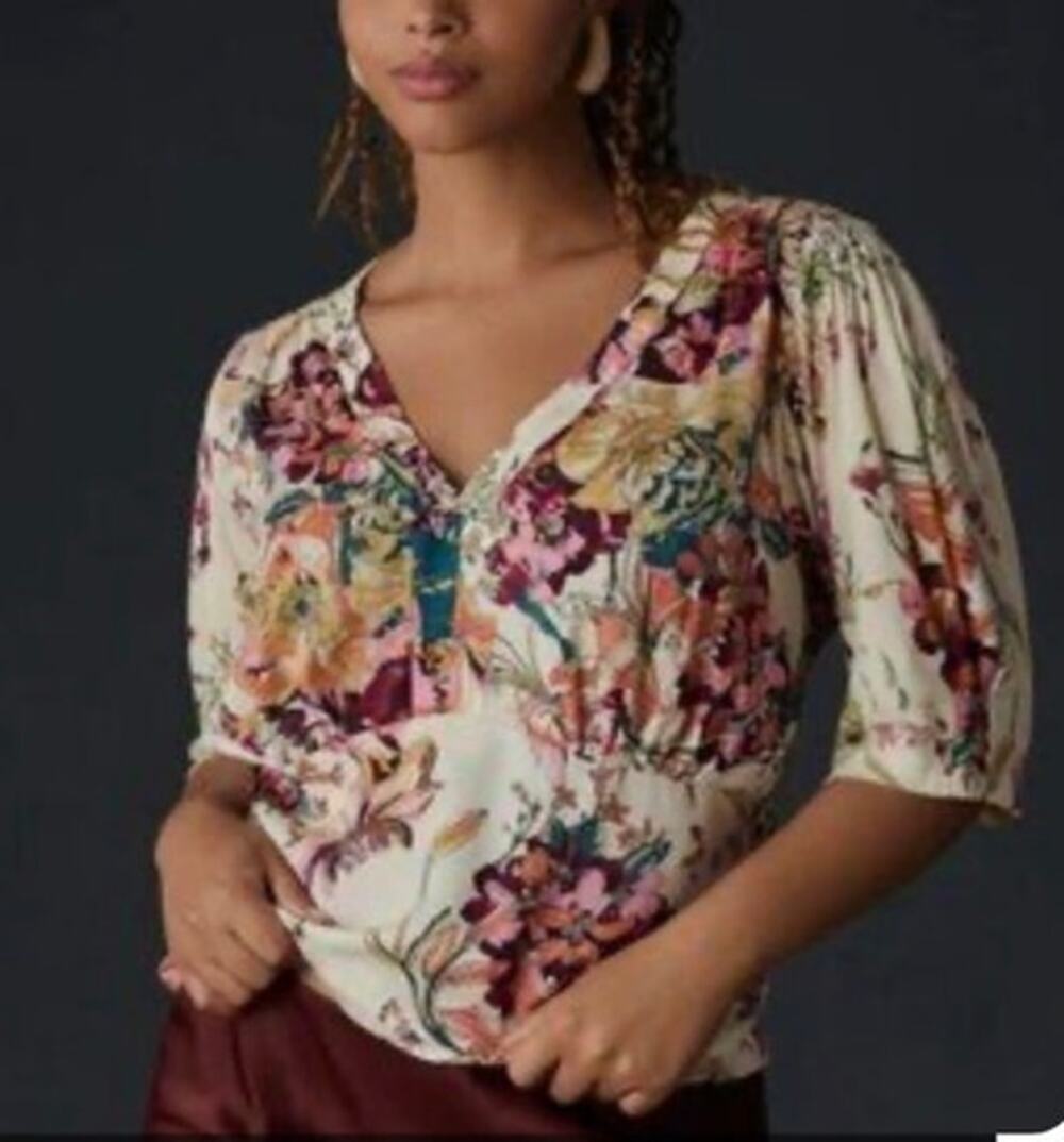 Tiny Adelaide Floral Faux-Wrap Top Size Medium Anthropologie